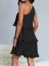 'Hesper' Layered Single Shoulder Mini Dress - Celes Fashion